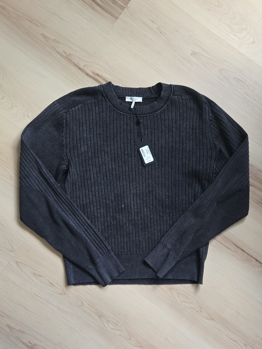 NWT rag & bone Irwin Crew Sweater, Black, Size Medium